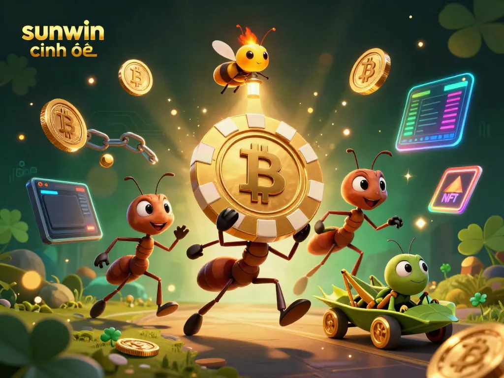 Experience the exciting world of sunwin chính thức as 3D cartoon ants embark on a gambling heist with golden poker chips.