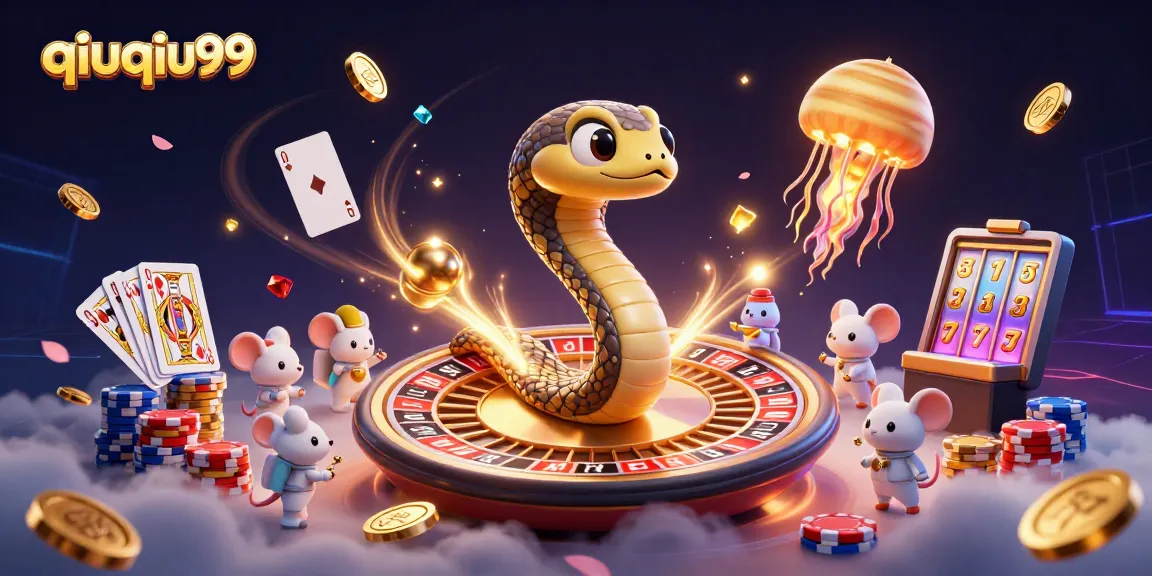 Experience the thrilling qiuqiu99 gameplay with a cosmic dealer and vibrant gambling elements.