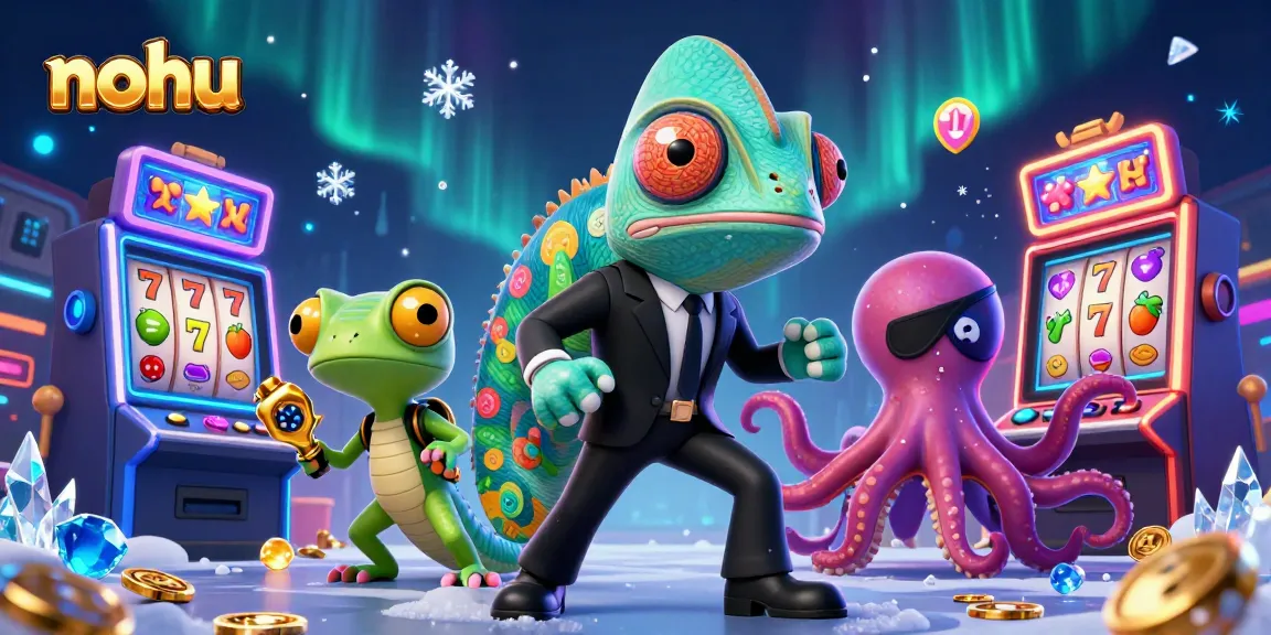 Nohudiamond winning spins at the casino with vibrant characters in a dynamic scene