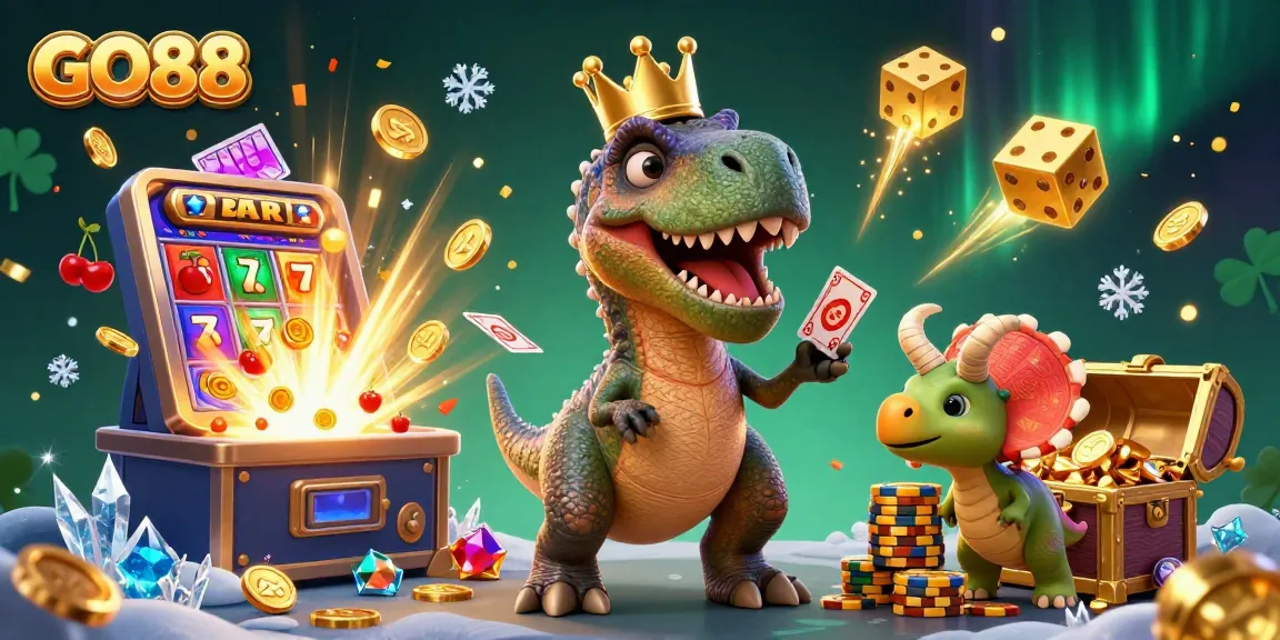 Engage with GO88's vibrant casino adventure featuring animated characters and dynamic slot elements.