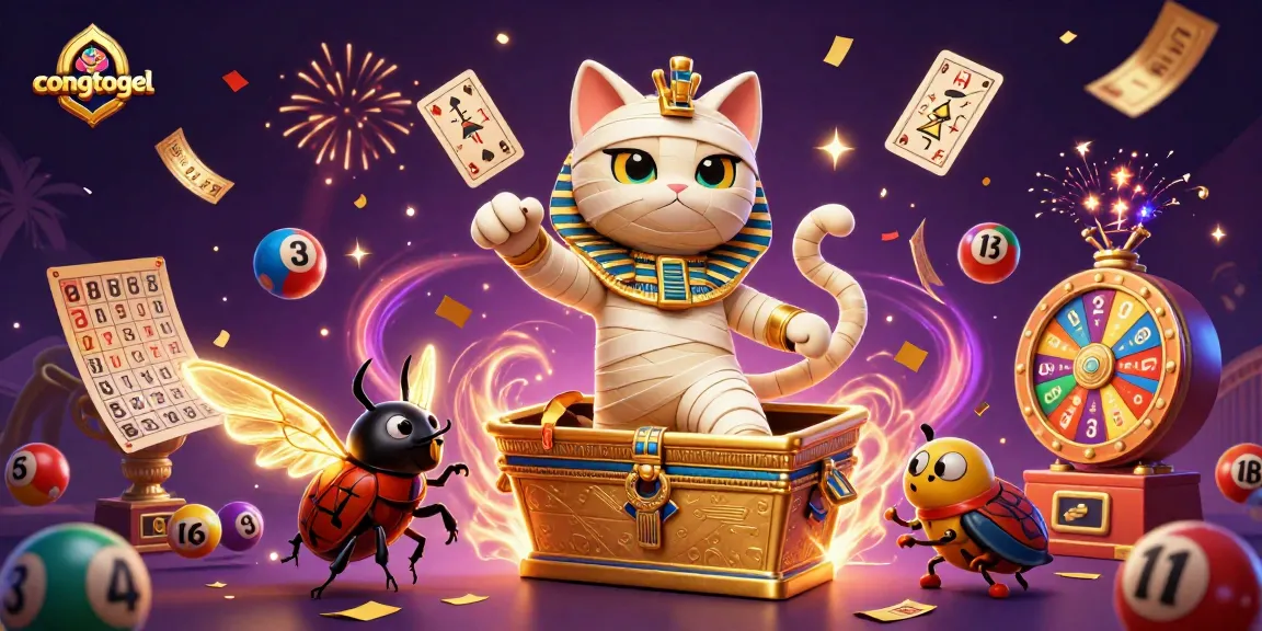 Experience congtogel action with colorful lottery elements and Egyptian motifs in a vibrant casino setting.