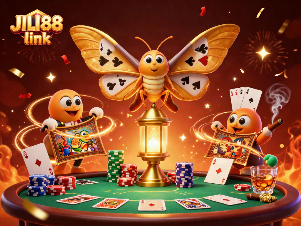 Explore the dynamic JILI88 link with a festive 3D casino scene featuring vibrant characters and elements.