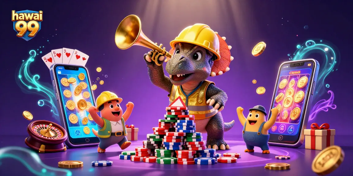 Play and win big with hawai 99 in this vibrant 3D casino illustration featuring unique characters!