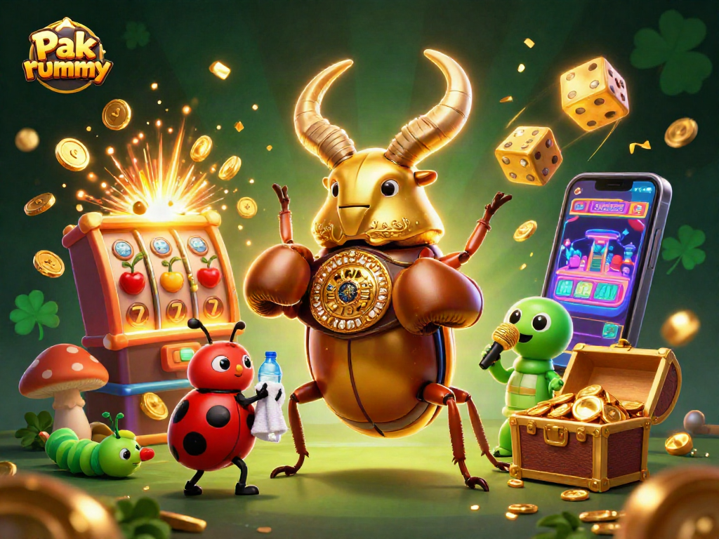 Pak rummy showcases a vibrant 3D scene of characters amidst an exciting casino game explosion.