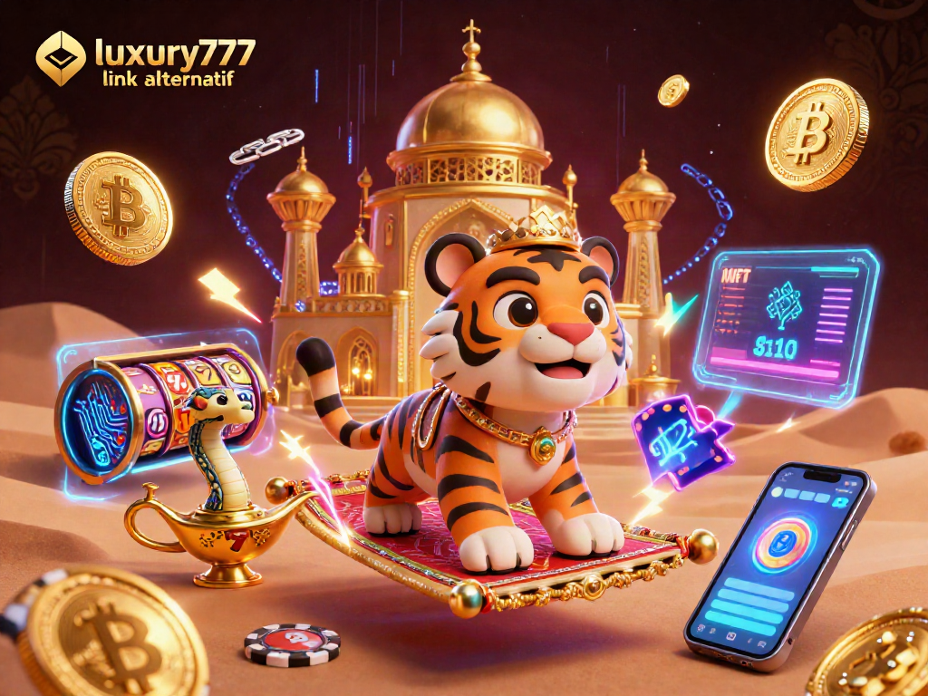 Menangkan hadiah besar dengan luxury777 link alternatif yang menampilkan slot dan jackpot di latar belakang yang memukau.