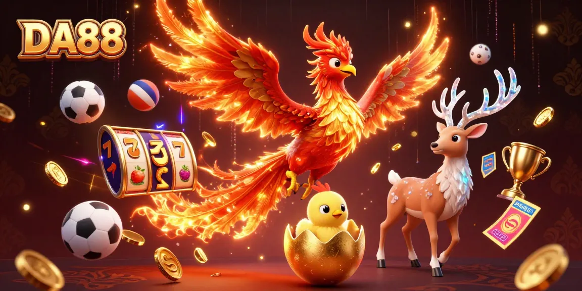 Engage with thrilling betting action at DA88, showcasing a dynamic 3D casino scene filled with excitement.