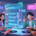 Engaging scene of characters in vibrant hentai chat, showcasing interactive avatars in a lively digital environment.