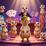 Join the fun with betya and meerkats running a vibrant casino filled with games and excitement.